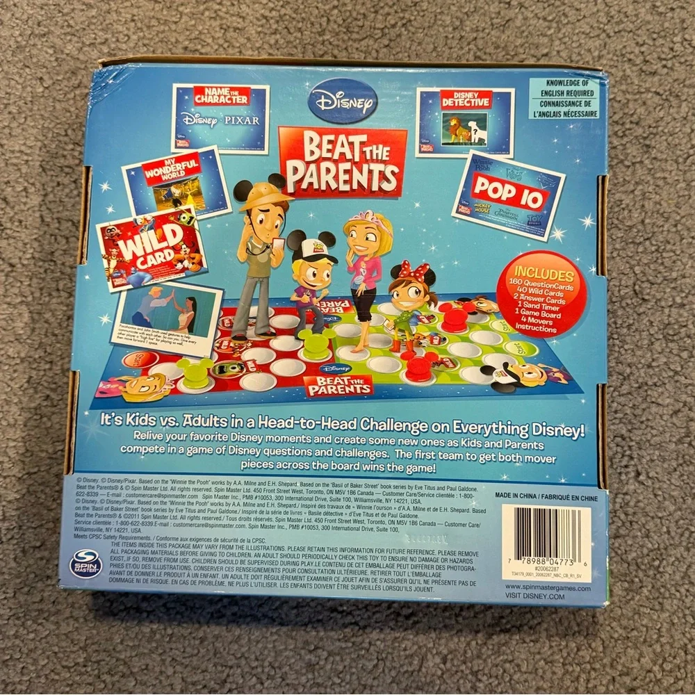 Disney Beat the Parents Board Game - Kids vs. Grown Ups - Complete